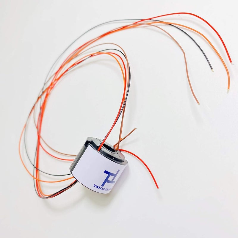 Taidacent Hollow Slip Ring Power Continued 2/4/6/12 Road Collector Connector Electric Motor Slip Ring Rotating (Inner hole 7mm Outer diameter 22mm 4 Wire 1.5A) - Image 1