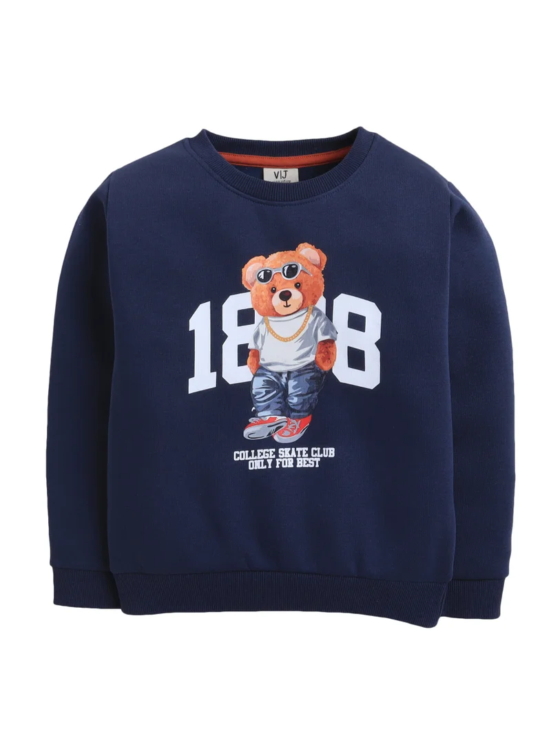 victor and jane Boys' Navy "Cool Bear 1888" Graphic Sweatshirt