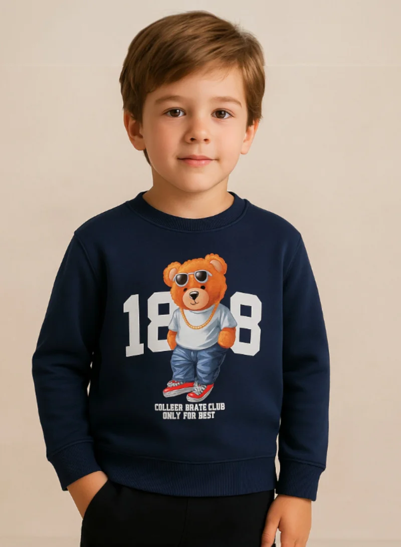 victor and jane Boys' Navy "Cool Bear 1888" Graphic Sweatshirt