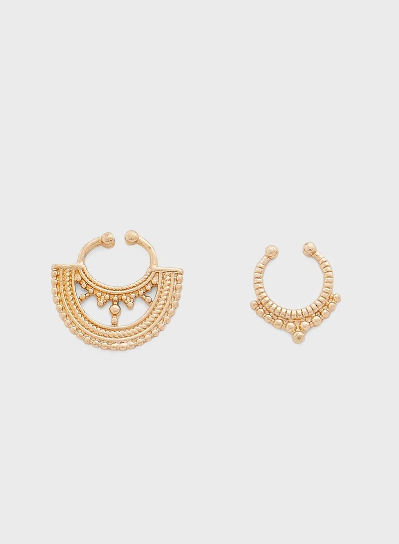 ALDO Embellished 2 Set Of Drop Nose Rings