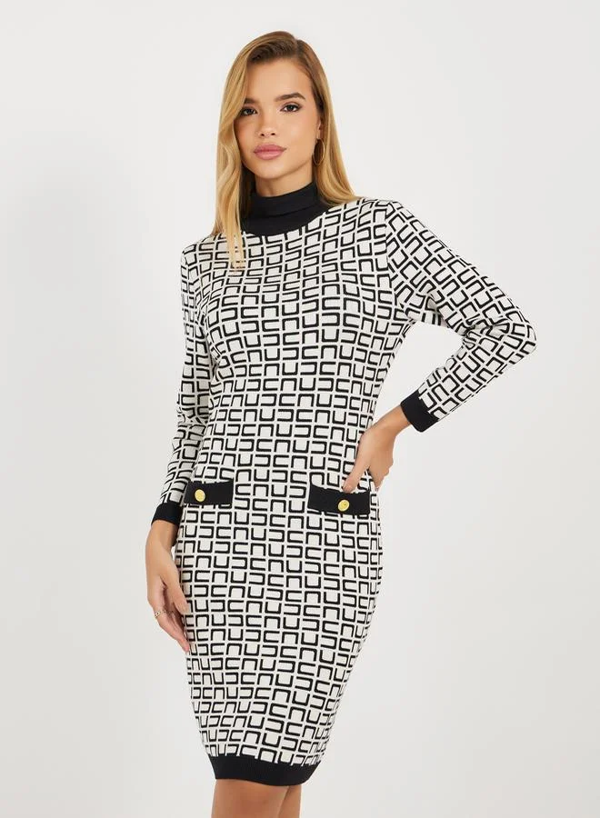 Styli Geometric Sheath Dress