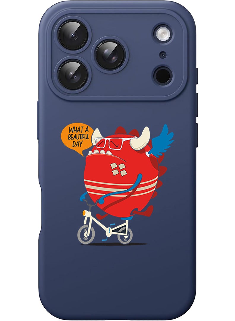 Theodor Protective Slim Fit Case Liquid Silicone Cover with Full Body Protection Anti-Scratch Shockproof Case For Apple iPhone 17 Pro (Blue) What a beautiful day - Image 1