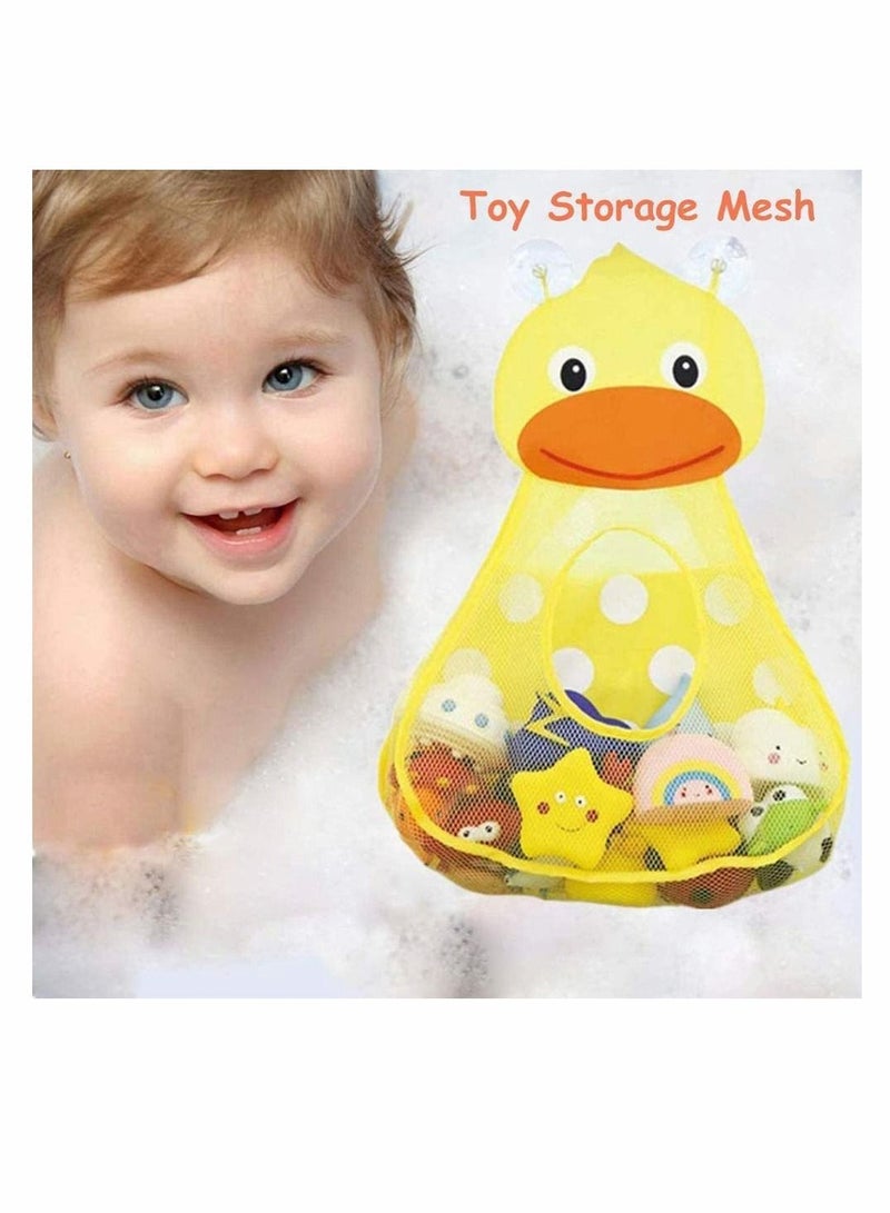 KASTWAVE Baby Bath Toy Organizer Cute Duck Shape Bathroom Storage Net Bag with 2 Strong Suction Cups Keep Kids Toys Dry and Neat - Image 4