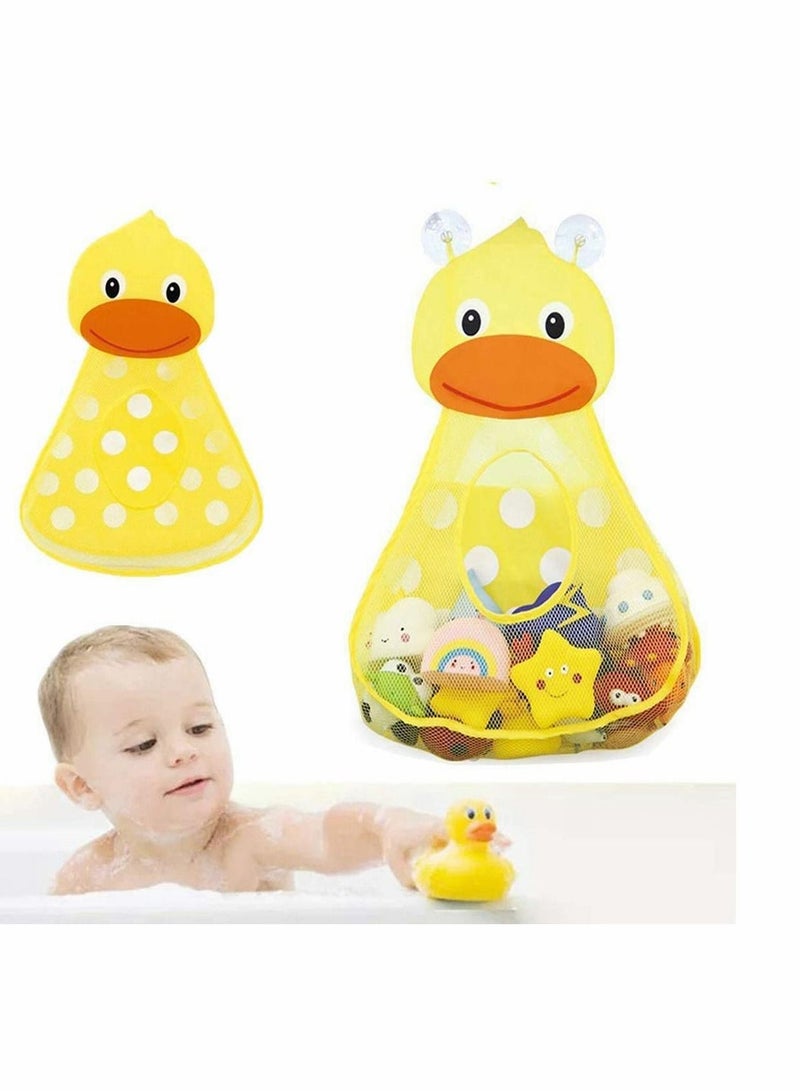 KASTWAVE Baby Bath Toy Organizer Cute Duck Shape Bathroom Storage Net Bag with 2 Strong Suction Cups Keep Kids Toys Dry and Neat - Image 3