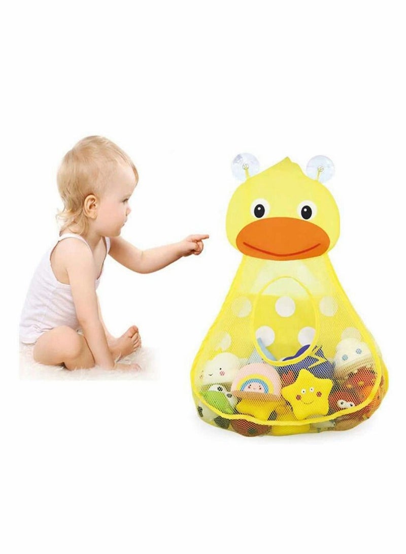 KASTWAVE Baby Bath Toy Organizer Cute Duck Shape Bathroom Storage Net Bag with 2 Strong Suction Cups Keep Kids Toys Dry and Neat - Image 1