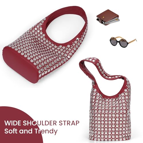 YFGBCX Vegan Leather Tote Bag Studded Purses for Women Y2K Purse Fall Hobo Bag Portuguese Stud Shoulder Handbag - Image 4