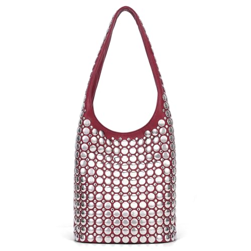 YFGBCX Vegan Leather Tote Bag Studded Purses for Women Y2K Purse Fall Hobo Bag Portuguese Stud Shoulder Handbag - Image 1