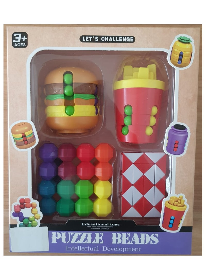 Puzzle beads intellectual development educational toys fidget toys for kids pack of 4