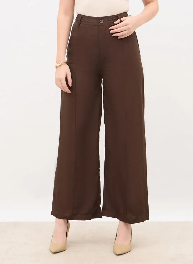 Styli Styli Solid Tailored Wide Leg Pants with Pintuck Detail