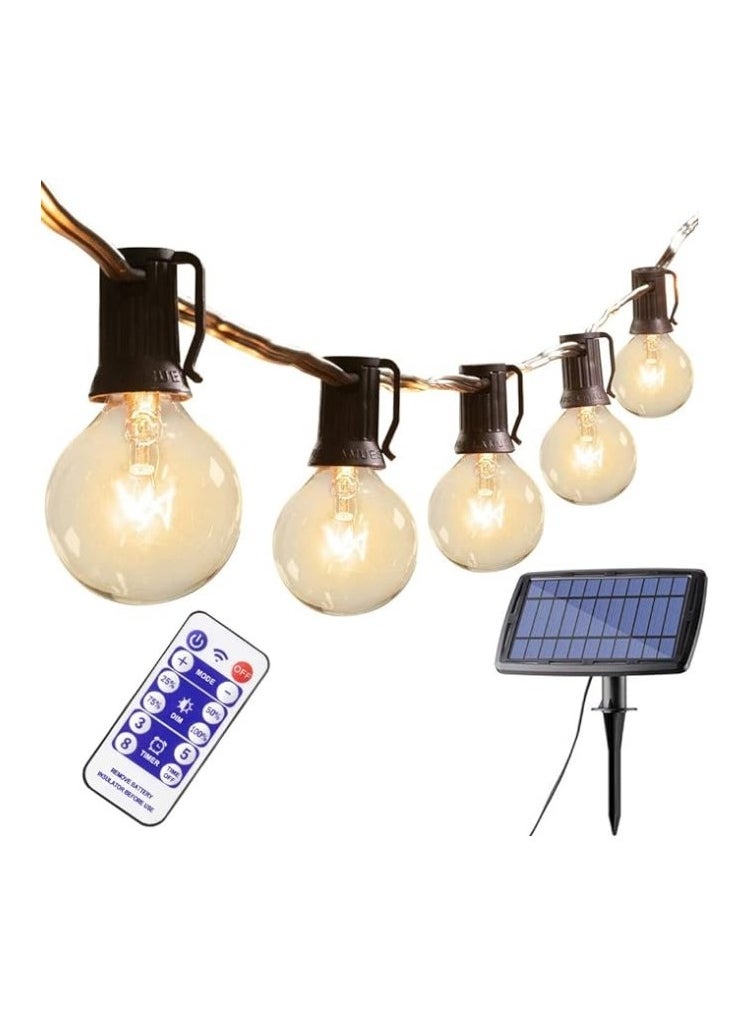 AMINAC Solar String Light Outdoor 48ft Garden Decor Solar String 50 Glass LED Bulbs Waterproof with 4 Lighting Modes 15 Meters Warm White  - Image 1