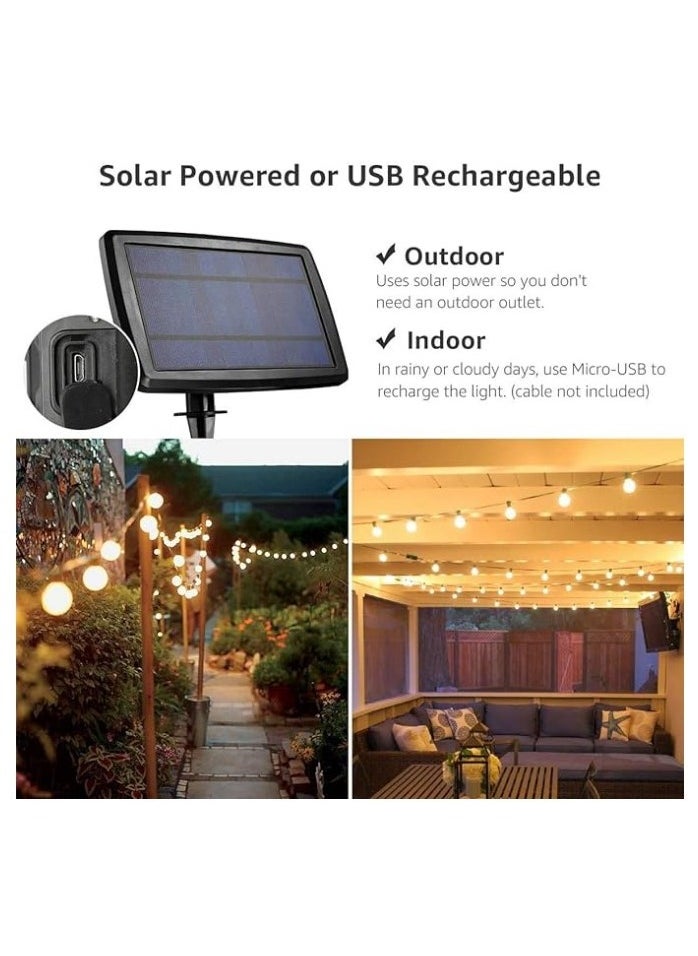 AMINAC Solar String Light Outdoor 48ft Garden Decor Solar String 50 Glass LED Bulbs Waterproof with 4 Lighting Modes 15 Meters Warm White  - Image 2
