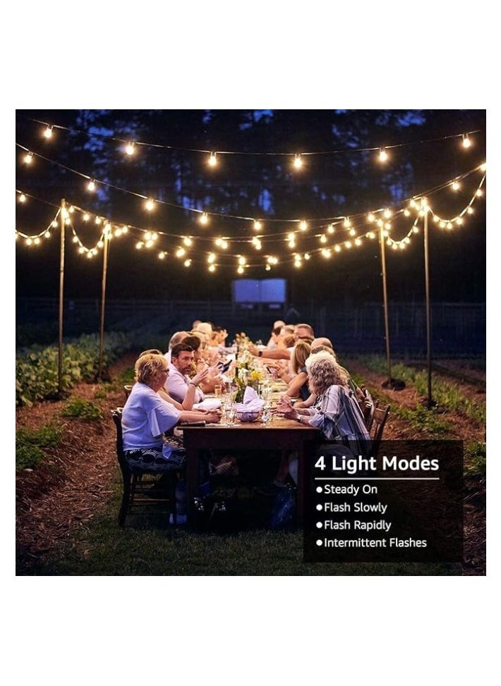 AMINAC Solar String Light Outdoor 48ft Garden Decor Solar String 50 Glass LED Bulbs Waterproof with 4 Lighting Modes 15 Meters Warm White  - Image 3