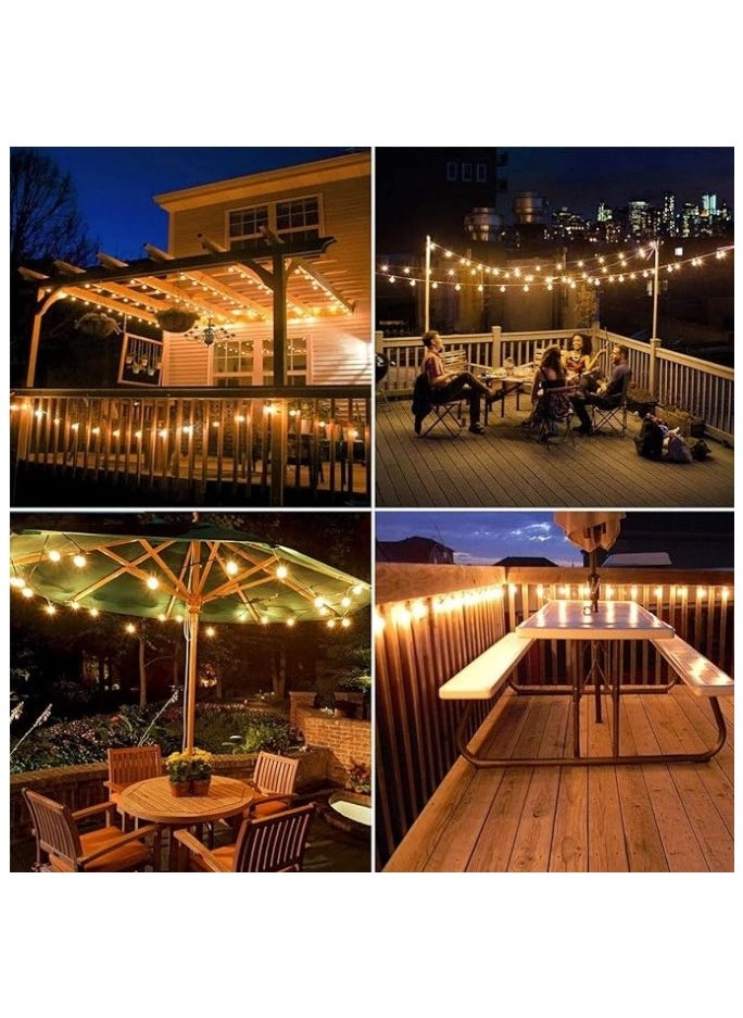 AMINAC - Solar String Light Outdoor 48ft Garden Decor Solar String 50 Glass LED Bulbs Waterproof with 4 Lighting Modes 15 Meters Warm White - Image 1
