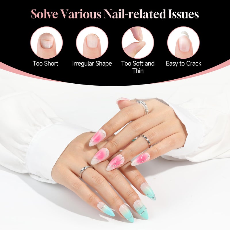 Luckyfairy Medium Stiletto Nail Tips: 240 Pcs Full Cover Almond Shape False Nail Acrylic Soft Gel Nails Tips Clear Stiletto Press on Tips Pre-buffed for Nail Art Extension Salon Home DIY 12 Sizes - Image 5