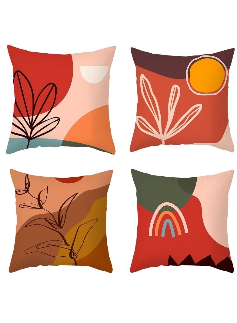 Mistyblue Modern Design Warm Red Pillow Cover Set 18x18 Inch, MISTYBLUE Home Decorative Throw Pillow Cases, Short Plush Velvet Fabric, Set of 4 Pieces, 45x45cm Square Cushion Case for Sofa Couch - Image 1