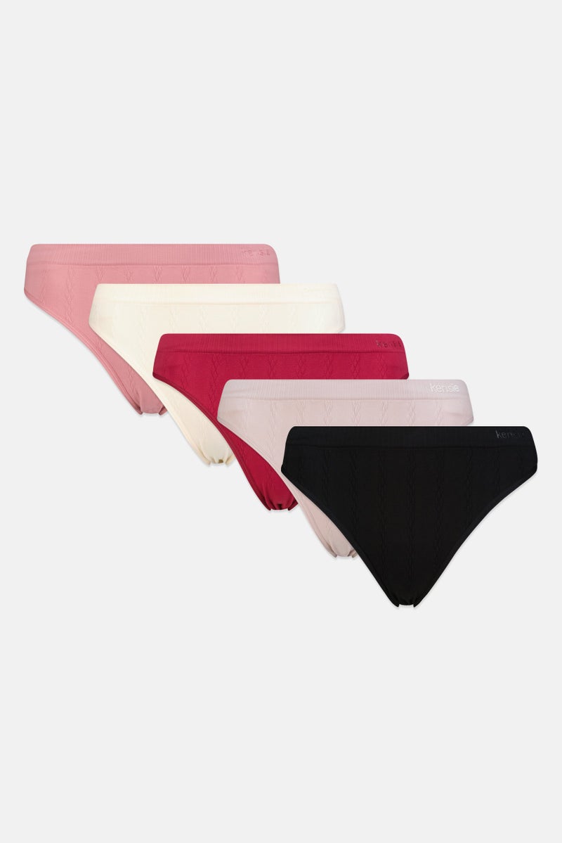 Kensie Women 5 Pieces Brand Logo Panties, Multicolor - Image 1