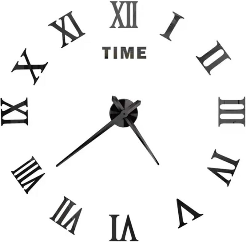 3D Wall Clock Sticker DIY Clocks Watch Home Decoration Living Room Stickers for Living Room Office(Black) - Image 1