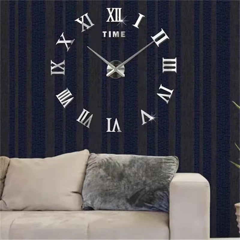 3D Wall Clock Sticker DIY Clocks Watch Home Decoration Living Room Stickers for Living Room Office(Black) - Image 4
