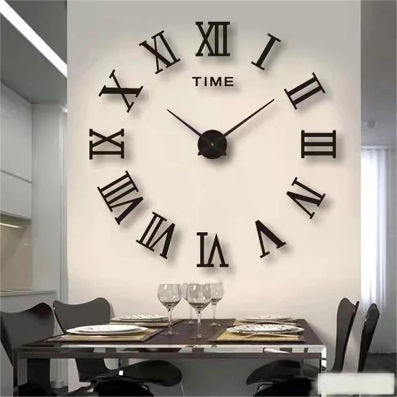 3D Wall Clock Sticker DIY Clocks Watch Home Decoration Living Room Stickers for Living Room Office(Black) - Image 3