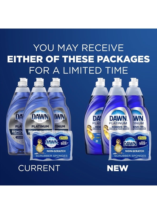 Dawn سائل غسيل الصحون بلاتينيوم + إسفنجات غير خادشة للأطباق، برائحة المطر المنعشة، يتضمن 3x24 أونصة + 2 إسفنجة (قد يختلف التعبئة) - Image 2
