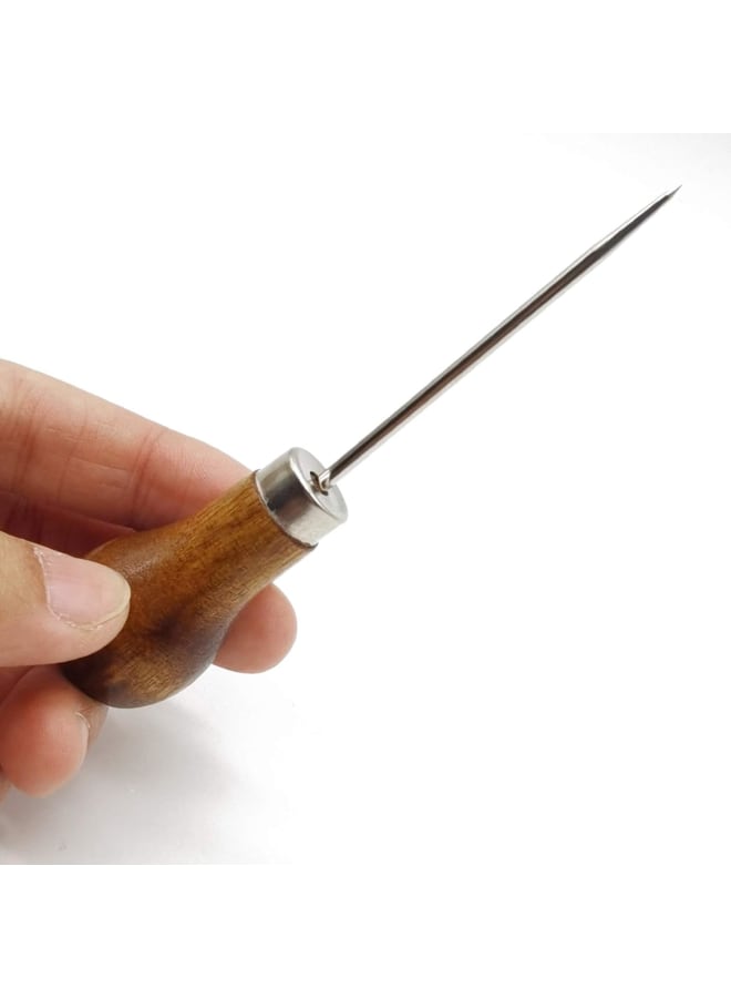 RONYOUNG 10PCS Wooden Handle Gourd Shape Scratch Awl Tool Pin Punching for Leather Pouch Hole DIY Handmade  - Image 3