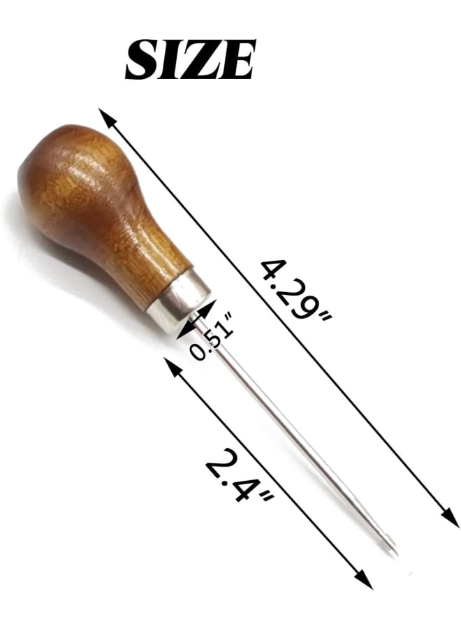 RONYOUNG 10PCS Wooden Handle Gourd Shape Scratch Awl Tool Pin Punching for Leather Pouch Hole DIY Handmade  - Image 2