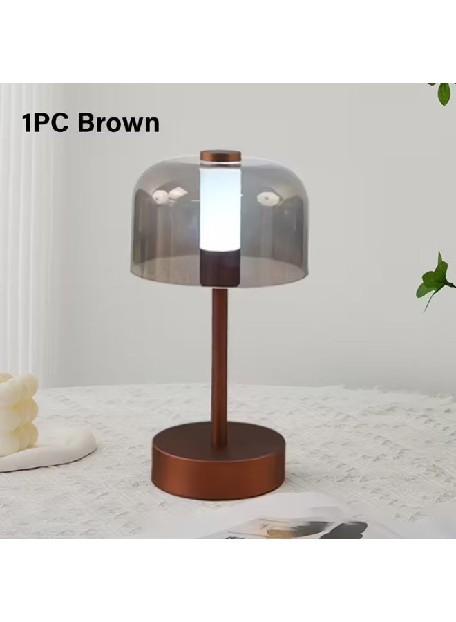 HIAS Effortless Glow Rechargeable LED Table Lamp – Touch Sensor Cordless Desk Light with 3 Brightness Levels, Warm White & Neutral Light, USB/Battery Operated Portable Night Lamp for Bedroom, Bedside, Office, Restaurant, Hotel & Bar Decor (Brown) - Image 1