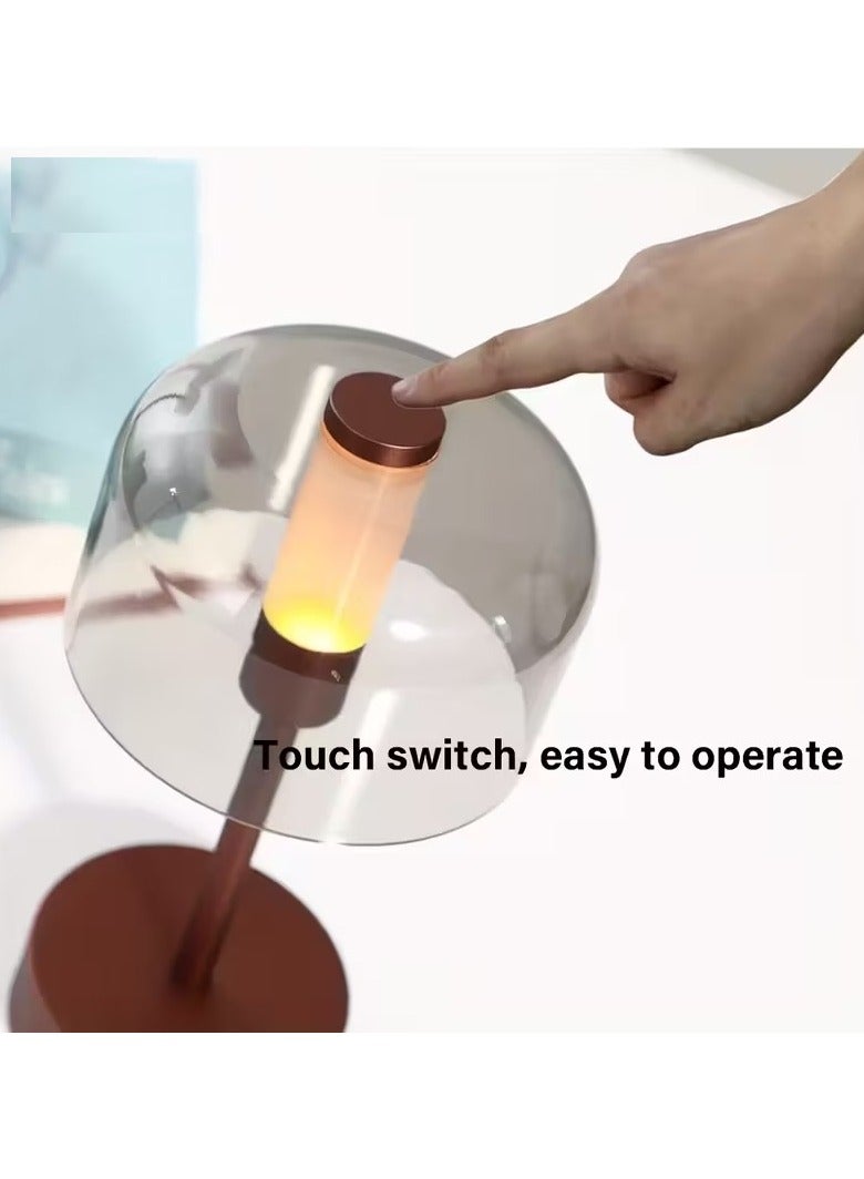 HIAS Effortless Glow Rechargeable LED Table Lamp – Touch Sensor Cordless Desk Light with 3 Brightness Levels, Warm White & Neutral Light, USB/Battery Operated Portable Night Lamp for Bedroom, Bedside, Office, Restaurant, Hotel & Bar Decor (Brown) - Image 4