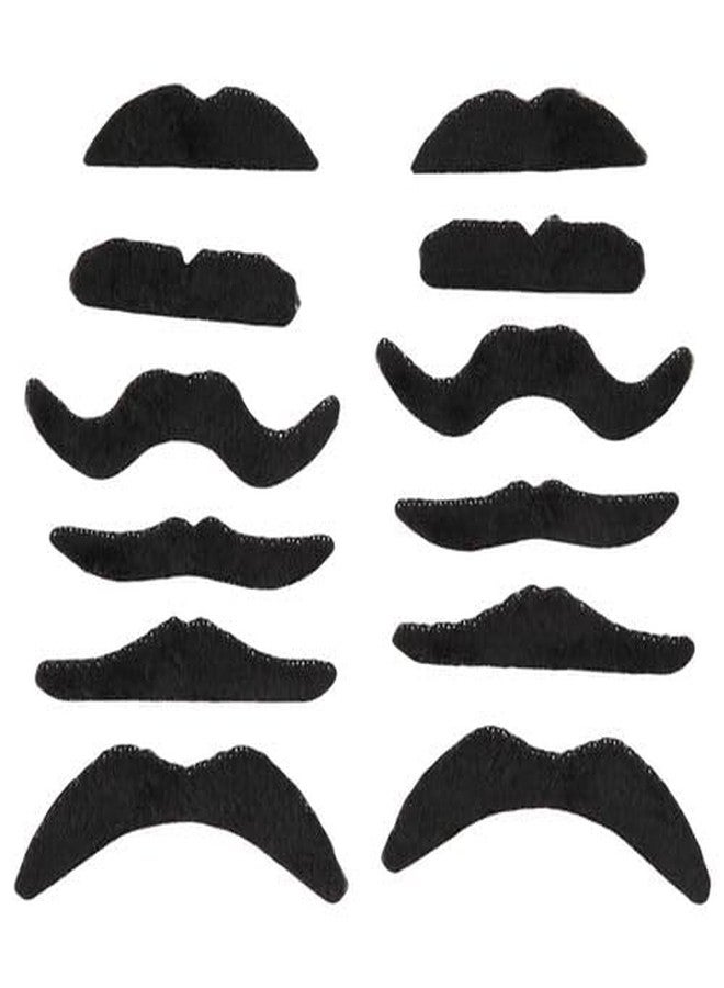 A.K.TRADERS Stickon Moustache For Kids -Set Of 12Pcs Black Fake Moustache | Moustache For Kids Fancy Dress | Moustache For Kids Boys | Moustache For Drama | Fancy Dress For Kids | Fancy Dress For Boys - Image 1