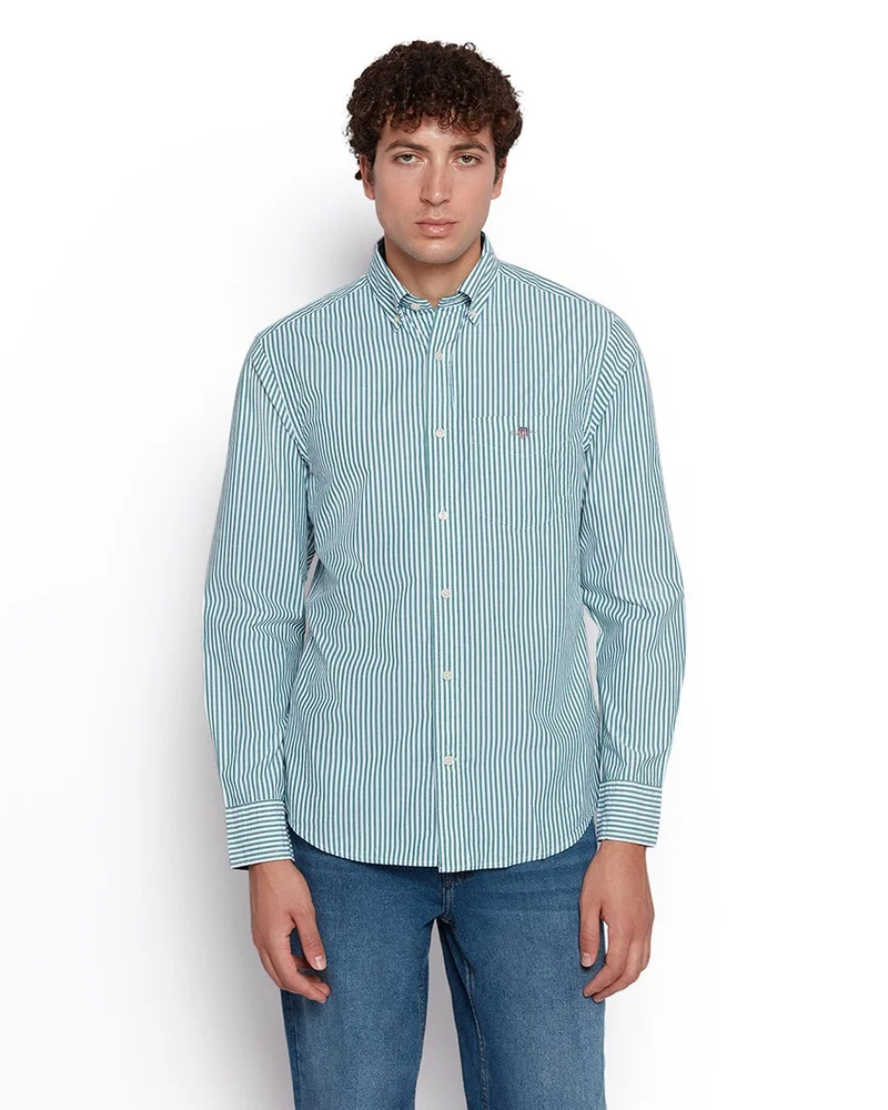 GANT Gant Men’S Regular Fit Poplin Banker Stripe Shirt