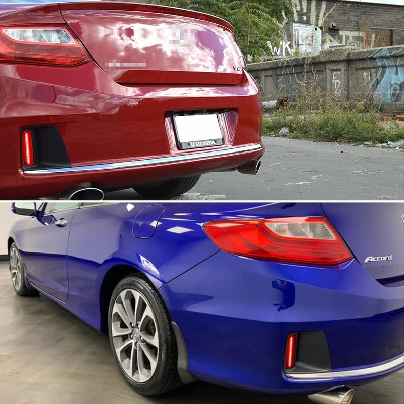 TurningMax LED Rear Bumper Reflector Tail Brake Lights for 2013-2015 Honda Accord Coupe - Red Lens - Image 5