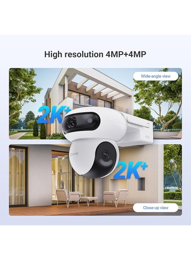 كاميرا مراقبة واي فاي لاسلكية 360 مع لوحة شمسية HB90+8W 4MP+4MP على بطارية مزدوجة العدسة موتورized سعة 10400mAh، وضع التشغيل المستمر، كشف الأشخاص/المركبات، تتبع تلقائي - Image 3