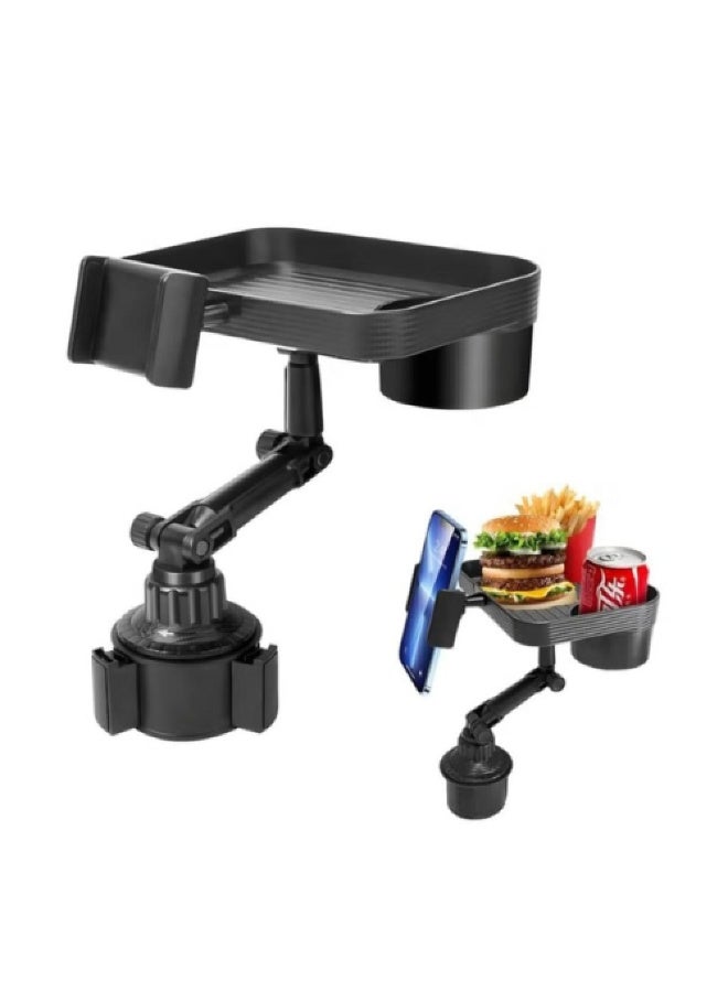 Denx DENX DX1285 2-in-1 Multi-Function Cup Holder Tray for Car – Food Tray + Phone Holder | 360° Rotation | Adjustable Base | Compact & Portable – Ideal for Daily Commute and Road Trips - Image 3