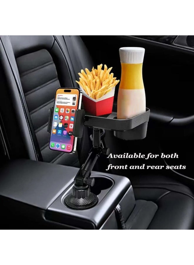 Denx DENX DX1285 2-in-1 Multi-Function Cup Holder Tray for Car – Food Tray + Phone Holder | 360° Rotation | Adjustable Base | Compact & Portable – Ideal for Daily Commute and Road Trips - Image 2