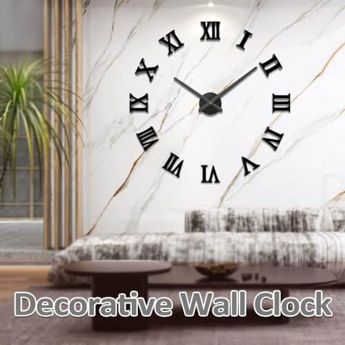 Mintime Modern Frameless DIY Wall Clock Large 3D Wall Watch Mirror Numbers for Home Office Decorations - Image 2