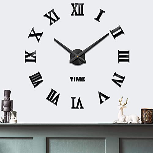 Mintime Modern Frameless DIY Wall Clock Large 3D Wall Watch Mirror Numbers for Home Office Decorations - Image 1