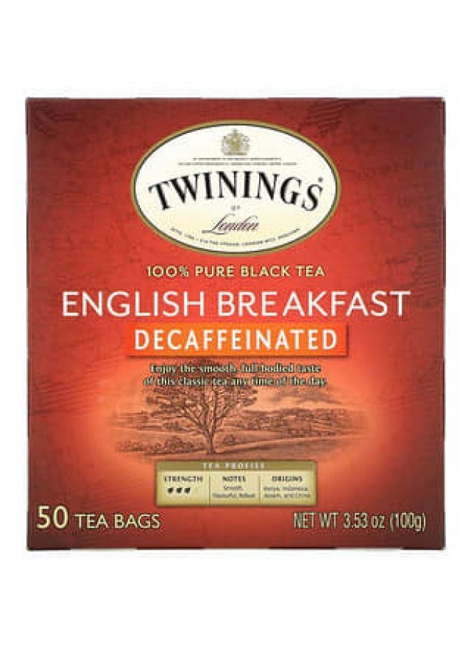 Twinings - Twinings, English Breakfast, Black Tea, Decaffeinated,  50 Tea Bags, 3.53 oz (100 g) - Image 1