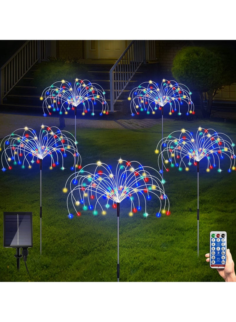 SYOSI Solar Garden Lights Outdoor, 5 Pack 600 Led Solar Firework Lights Waterproof with Remote Control 8 Mode, Multicolor Solar Gypsophila String Lights for Pathway Backyard Wedding  [Energy Class A+++] - Image 1