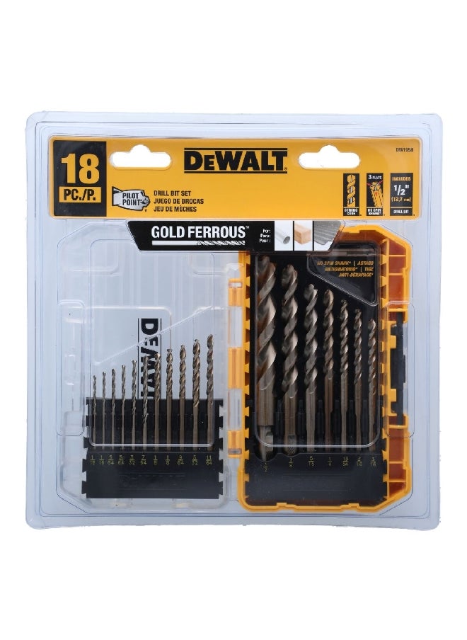 DEWALT 18-Piece Durable High Quality Steel Drill Bit Set Black and Grey DW1958 