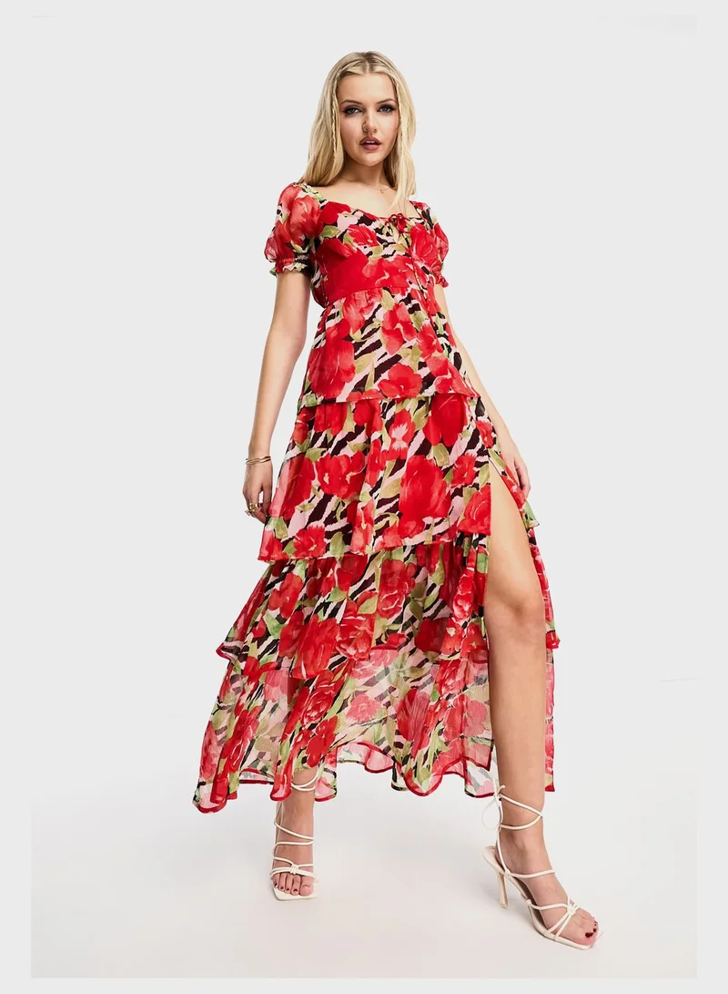 Miss Selfridge Floral Tiered Dress