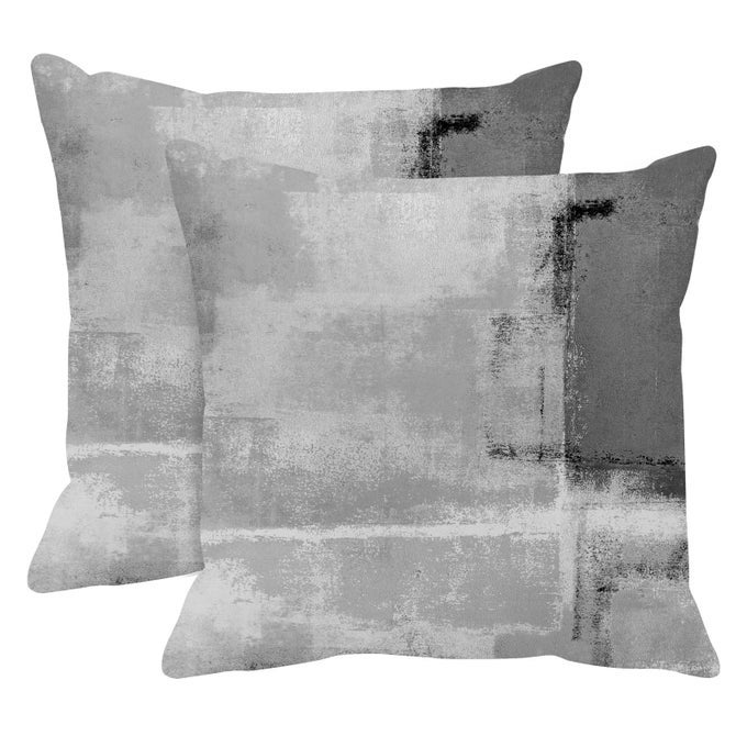THROW PILLOW COVERS MODERN HOME ART DECOR 18 X 18 INCHES SET OF 2 ABSTRACT OIL PAINTING PILLOWCASES FOR BEDROOM LIVING ROOM CUSHION COUCH SOFA ABSTRACT WHITE GREY