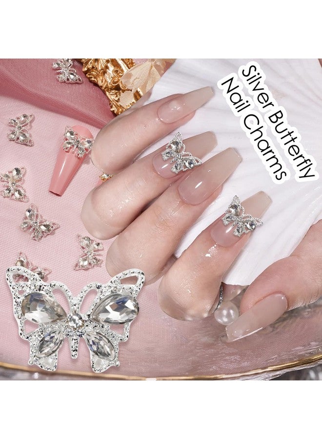 Canvalite 20Pcs Butterfly Nail Charms 3D Luxury Butterfly Nail Gems Gold Silver Butterfly Nail Diamond Shiny Nail Rhinestones For Acrylic Nails Nail Art Supplies Nail Gems For Women Girls Manicure - Image 3