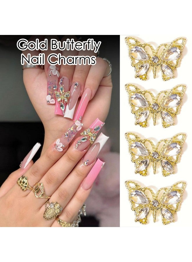 Canvalite 20Pcs Butterfly Nail Charms 3D Luxury Butterfly Nail Gems Gold Silver Butterfly Nail Diamond Shiny Nail Rhinestones For Acrylic Nails Nail Art Supplies Nail Gems For Women Girls Manicure - Image 4