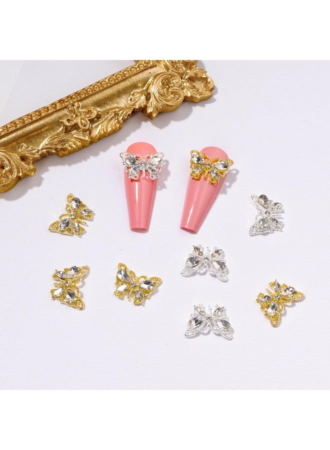 Canvalite 20Pcs Butterfly Nail Charms 3D Luxury Butterfly Nail Gems Gold Silver Butterfly Nail Diamond Shiny Nail Rhinestones For Acrylic Nails Nail Art Supplies Nail Gems For Women Girls Manicure - Image 5