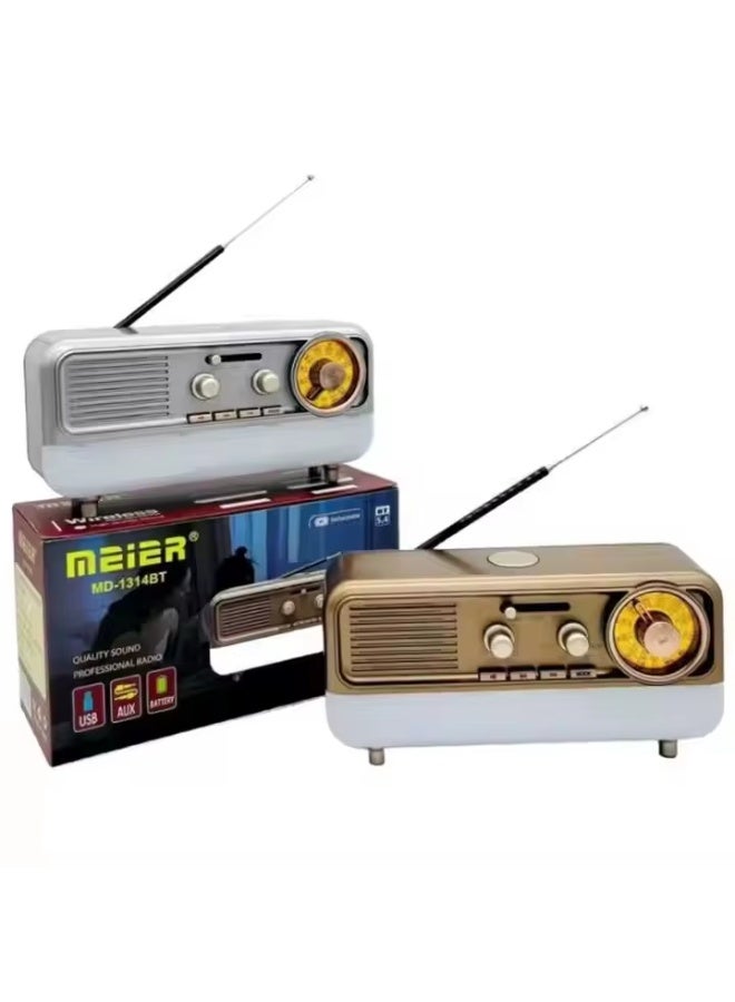 ماير راديو MEIER MD-1314BT بلوتوث 5.4 قابل للشحن مع FM/AM/SW وUSB وAUX وإضاءة LED تصميم كلاسيكي وصوت عملي لكل يوم - Image 2