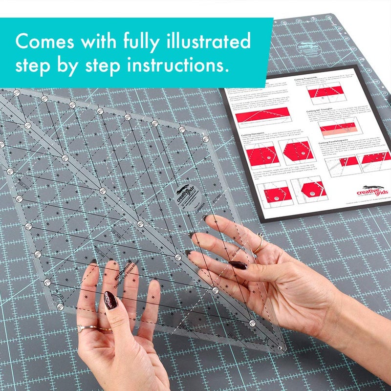 Creative Grids 60 Degree Diamond Ruler – CGR60DIA – Made in USA, Non-Slip Grip Acrylic Quilting, Sewing, Crafting, Patchwork Ruler & Template - Image 3