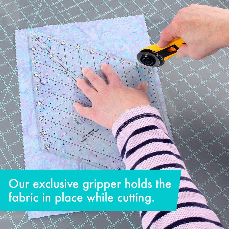 Creative Grids 60 Degree Diamond Ruler – CGR60DIA – Made in USA, Non-Slip Grip Acrylic Quilting, Sewing, Crafting, Patchwork Ruler & Template - Image 4