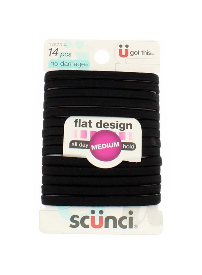 Scunci No-Damage Comfortable Black Hair Ties, Flat Design All-Day Hold, 14-Pieces per Pack (3-Packs) - Image 2