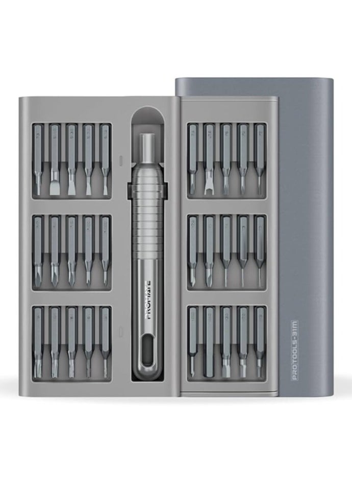 PROMATE - Mini Screwdriver Set, Premium 31-in-1 Aluminum Alloy Precision Screwdriver Kit with 30 S2 Steel Bits, Anodic Oxidation, Magnetic Storage Box, Pop-up Case and Durable Construction for Electronics - Image 1