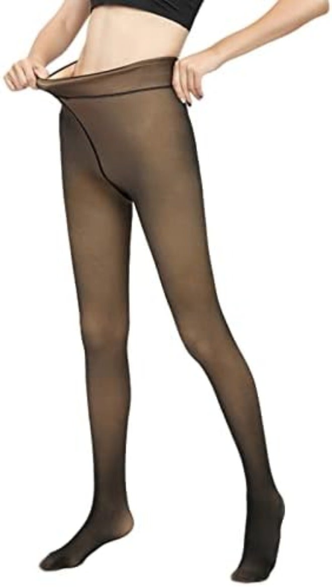 Women's Fleece Lined Thermal Pantyhose Translucent Opaque High Waisted Warm Sheer Tight, Thick - Image 2